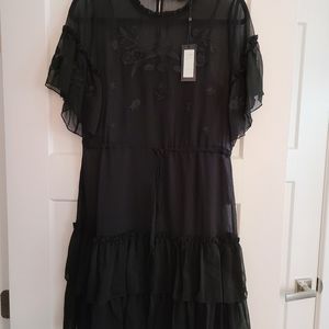 Vetigo floral embroidered mesh dress